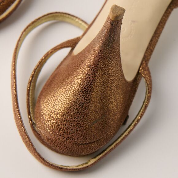Stella McCartney Bronze Glitter Strappy Heels Sz 9.5 / 40 IT Evening Wedding Y2K - Picture 10 of 10